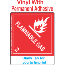 (Blank) Flammable Gas Class 2.1 Proper Shipping Name Vinyl Labels