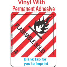 (Blank) Flammable Solid Class 4.1 Proper Shipping Name Vinyl Labels