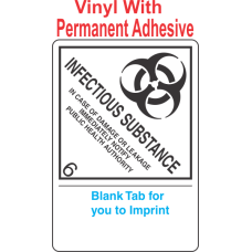 (Blank) Infectious Substance 6.2 Proper Shipping Name (Extended) Vinyl International Wordless Labels