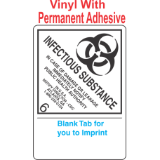 (Blank) Infectious Substance 6.2 Proper Shipping Name (Extended) Vinyl Labels