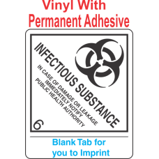 (Blank) Infectious Substance 6.2 Proper Shipping Name Vinyl International Wordless Labels