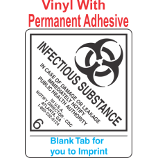 (Blank) Infectious Substance 6.2 Proper Shipping Name Vinyl Labels