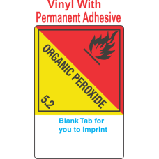 (Blank) Organic Peroxide Class 5.2 Proper Shipping Name (Extended) Vinyl Labels