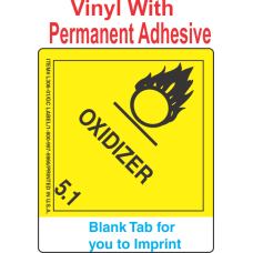 (Blank) Oxidizer Class 5.1 Proper Shipping Name Vinyl Labels