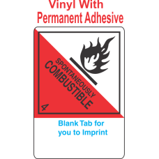 (Blank) Spontaneously Combustible Class 4.2 Proper Shipping Name (Extended) Vinyl Labels