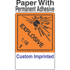 Explosive Class 1.1B Custom Imprinted Shipping Name (Extended) Paper Labels