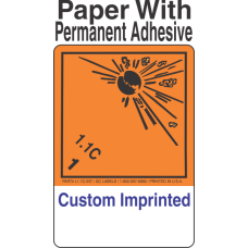 Explosive Class 1.1C Wordless (Int) Custom Imprinted Shipping Name (Extended) Paper Labels
