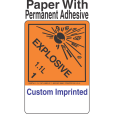 Explosive Class 1.1L Custom Imprinted Shipping Name (Extended) Paper Labels