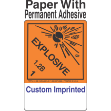 Explosive Class 1.2B Custom Imprinted Shipping Name (Extended) Paper Labels