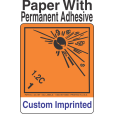 Explosive Class 1.2C Wordless (Int) Custom Imprinted Shipping Name Paper Labels