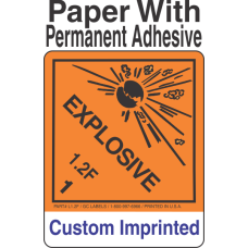 Explosive Class 1.2F Custom Imprinted Shipping Name Paper Labels