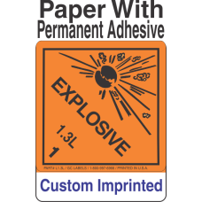 Explosive Class 1.3L Custom Imprinted Shipping Name Paper Labels