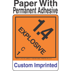 Explosive Class 1.4C Custom Imprinted Shipping Name Paper Labels