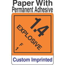Explosive Class 1.4F Custom Imprinted Shipping Name Paper Labels