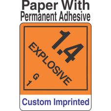 Explosive Class 1.4G Custom Imprinted Shipping Name Paper Labels