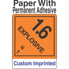 Explosive Class 1.6N Custom Imprinted Shipping Name Paper Labels