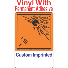 Explosive Class 1.1B Wordless (Int) Custom Imprinted Shipping Name (Extended) Vinyl Labels