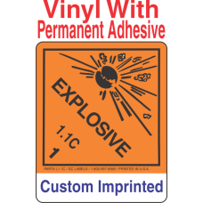 Explosive Class 1.1C Custom Imprinted Shipping Name Vinyl Labels