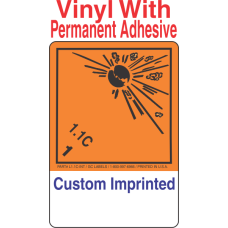 Explosive Class 1.1C Wordless (Int) Custom Imprinted Shipping Name (Extended) Vinyl Labels