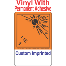 Explosive Class 1.1E Wordless (Int) Custom Imprinted Shipping Name (Extended) Vinyl Labels