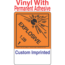 Explosive Class 1.2B Custom Imprinted Shipping Name (Extended) Vinyl Labels