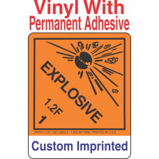 Explosive Class 1.2F Custom Imprinted Shipping Name Vinyl Labels