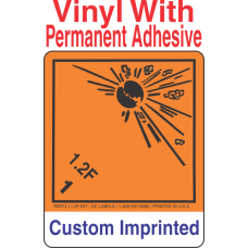Explosive Class 1.2F Wordless (Int) Custom Imprinted Shipping Name Vinyl Labels