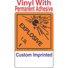 Explosive Class 1.3L Custom Imprinted Shipping Name (Extended) Vinyl Labels