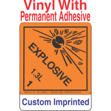 Explosive Class 1.3L Custom Imprinted Shipping Name Vinyl Labels