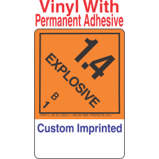 Explosive Class 1.4B Custom Imprinted Shipping Name (Extended) Vinyl Labels