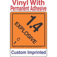 Explosive Class 1.4C Custom Imprinted Shipping Name Vinyl Labels