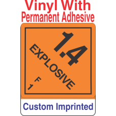 Explosive Class 1.4F Custom Imprinted Shipping Name Vinyl Labels