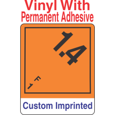Explosive Class 1.4F Wordless (Int) Custom Imprinted Shipping Name Vinyl Labels