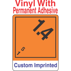 Explosive Class 1.4S Wordless (Int) Custom Imprinted Shipping Name Vinyl Labels