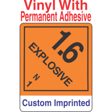 Explosive Class 1.6N Custom Imprinted Shipping Name Vinyl Labels