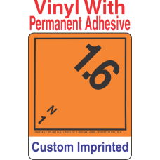 Explosive Class 1.6N Wordless (Int) Custom Imprinted Shipping Name Vinyl Labels