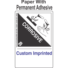 Corrosive Class 8 Custom Imprinted Shipping Name (Extended) Paper Labels