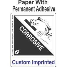 Corrosive Class 8 Custom Imprinted Shipping Name Paper Labels