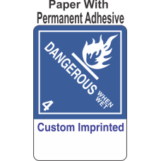 Dangerous When Wet Class 4.3 Custom Imprinted Shipping Name (Extended) Paper Labels