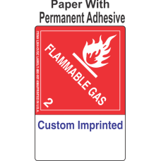 Flammable Gas Class 2.1 Custom Imprinted Shipping Name (Extended) Paper Labels