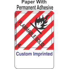 Flammable Solid Class 4.1 Custom Imprinted Shipping Name (Extended) Paper Labels