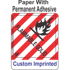 Flammable Solid Class 4.1 Custom Imprinted Shipping Name Paper Labels