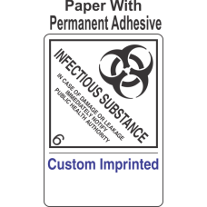 Infectious Substance 6.2 Custom Imprinted Shipping Name (Extended) Paper Internatioanl Wordless Labels