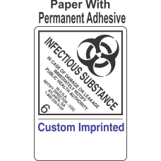 Infectious Substance 6.2 Custom Imprinted Shipping Name (Extended) Paper Labels