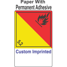 Organic Peroxide Class 5.2 Custom Imprinted Shipping Name (Extended) Paper Int Wordless Labels