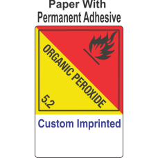 Organic Peroxide Class 5.2 Custom Imprinted Shipping Name (Extended) Paper Labels