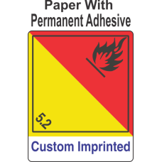 Organic Peroxide Class 5.2 Custom Imprinted Shipping Name Paper Int Wordless Labels