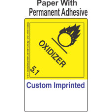 Oxidizer Class 5.1 Custom Imprinted Shipping Name (Extended) Paper Labels
