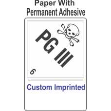 PG III 6.2 Custom Imprinted Shipping Name (Extended) Paper Labels