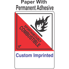 Spontaneously Combustible Class 4.2 Custom Imprinted Shipping Name (Extended) Paper Labels